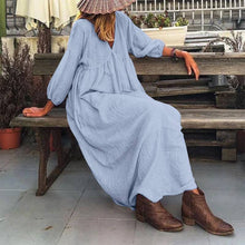 Load image into Gallery viewer, Stylish Puff Sleeve V Neck Maxi Dress