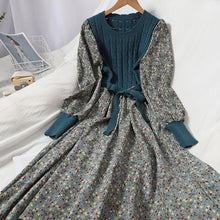 Load image into Gallery viewer, Corduroy Floral Women Dress