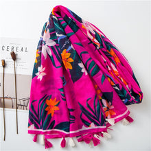 Load image into Gallery viewer, Floral Tassel Viscose Scarf