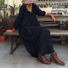 Load image into Gallery viewer, Stylish Puff Sleeve V Neck Maxi Dress