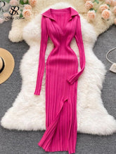 Load image into Gallery viewer, Autumn Bodycon Split Sweater Dress