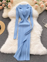 Load image into Gallery viewer, Autumn Bodycon Split Sweater Dress