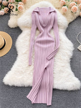 Load image into Gallery viewer, Autumn Bodycon Split Sweater Dress