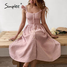 Load image into Gallery viewer, Cotton Spaghetti Strap A-line Sundress
