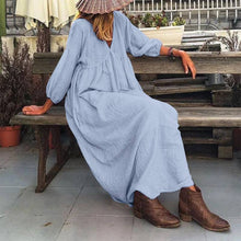 Load image into Gallery viewer, Stylish Puff Sleeve V Neck Maxi Dress
