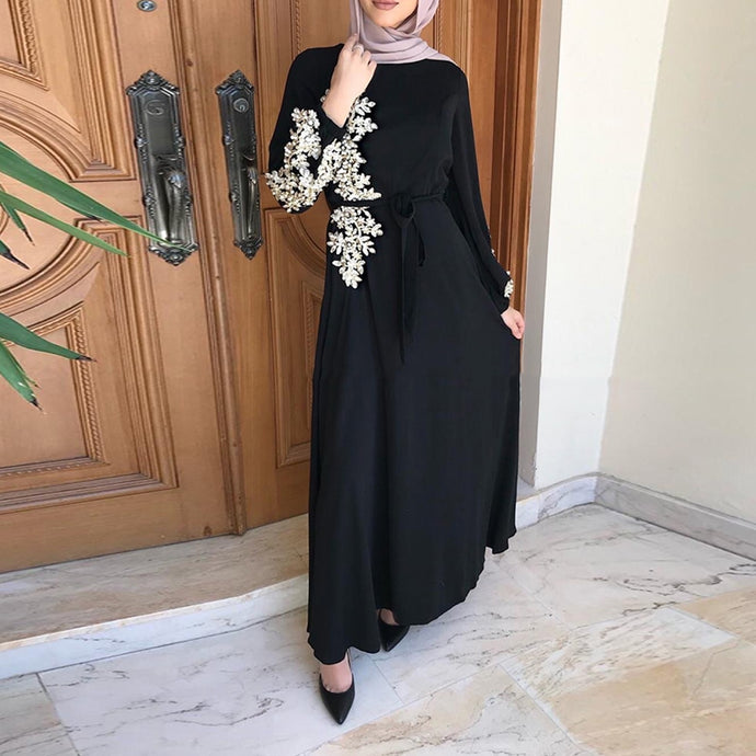 Flower Print Women Hijab Dress