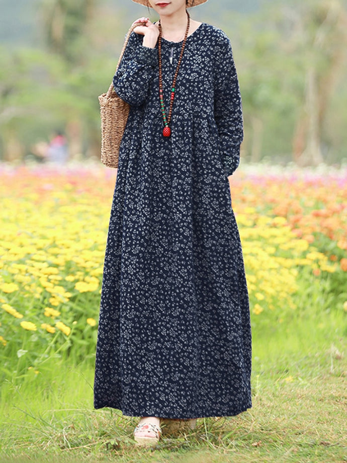 Floral Hollow Robe Maxi Dress