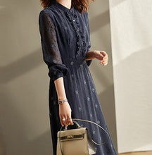 Load image into Gallery viewer, Chic A-line Stand Collar Midi Dress

