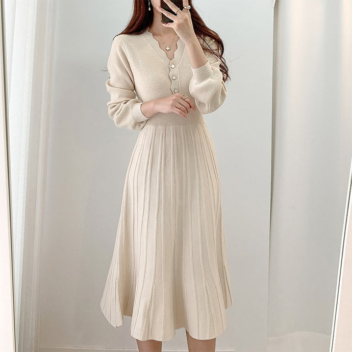 Long Sleeve Slim Women Midi Dress